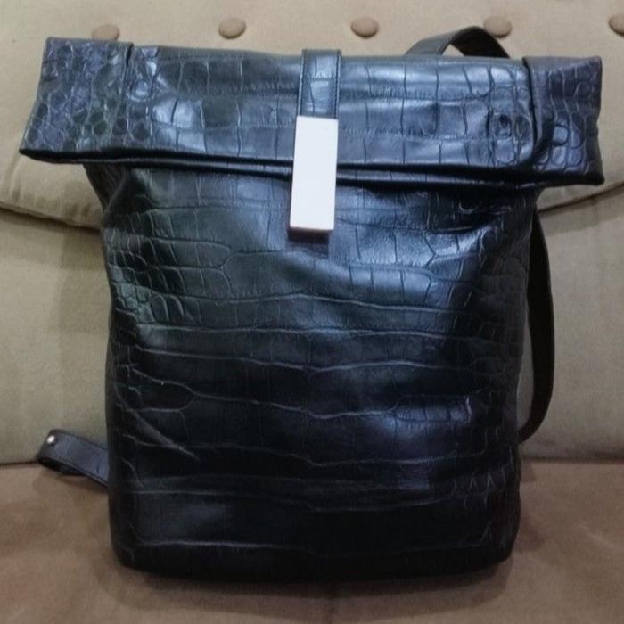 Second - tas branded - R00kism - ransel, hitam, kulit croco, mulus