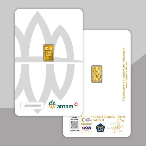 Logam Mulia Antam 0.5 gram emas asli press retro