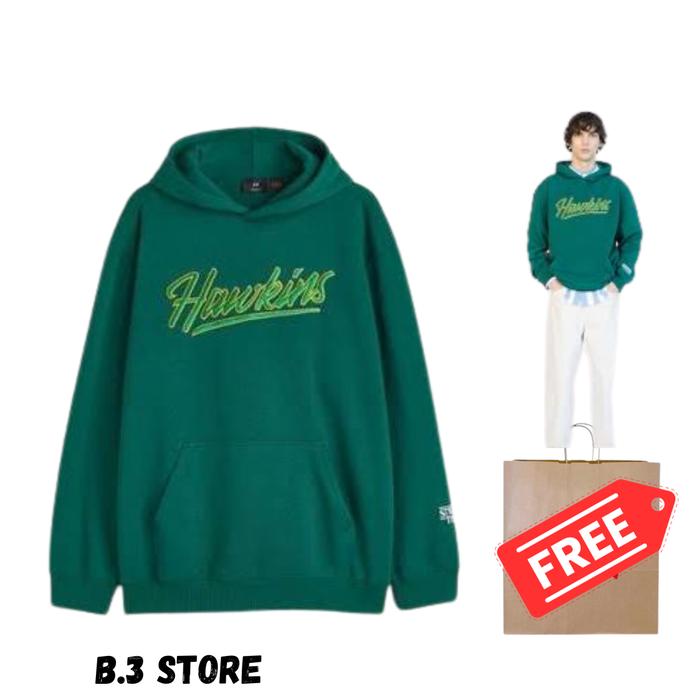 Hoodie Jaket H&M Hawkins Green Pria Wanita Jaket Fulltag