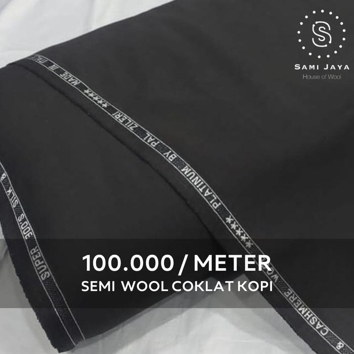 Kain Bahan Jas & Celana Wedding PalZ Semi Wool Doff Warna COKLAT KOPI