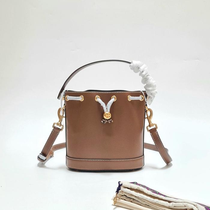 TB T Monogram Leather Bucket Bag