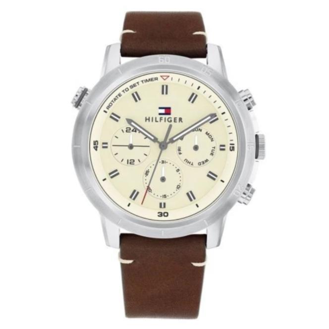 TOMMY HILFIGER 1792102 Jam Tangan Analog Pria Leather Original