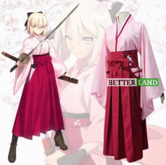 [BARU] Baju Yukata Wanita Cosplay Kostum Kimono Saber Pink