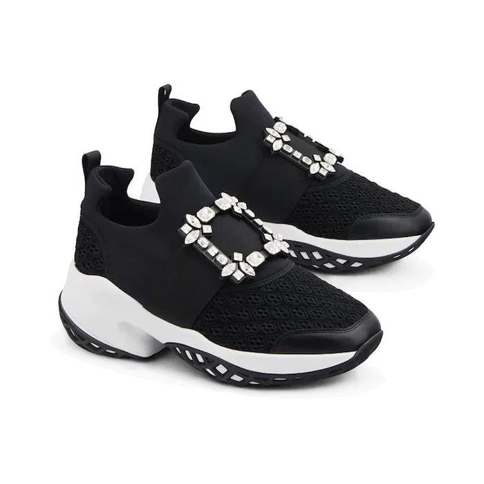 Roger Vivier Viv' Run Strass Buckle Sneakers Black