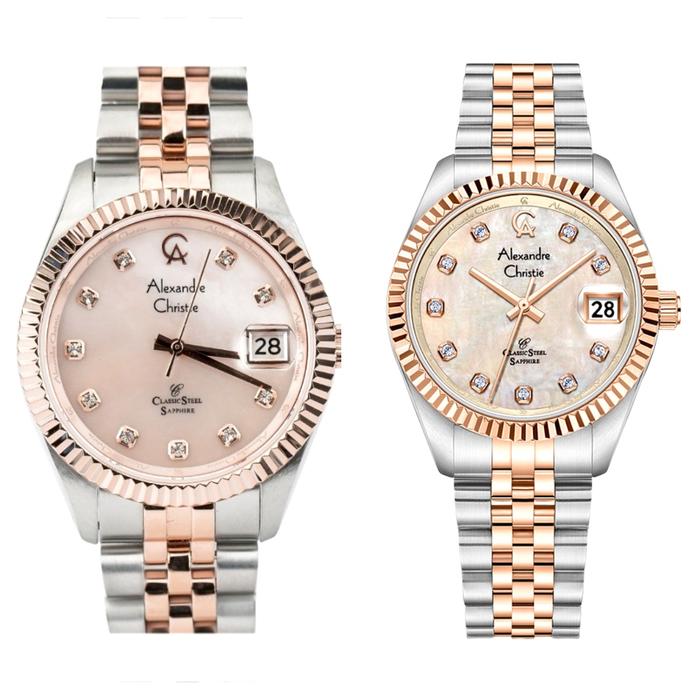 Jam Tangan Couple Alexandre Christie AC 5013 Sapphire- Silver Rosegold