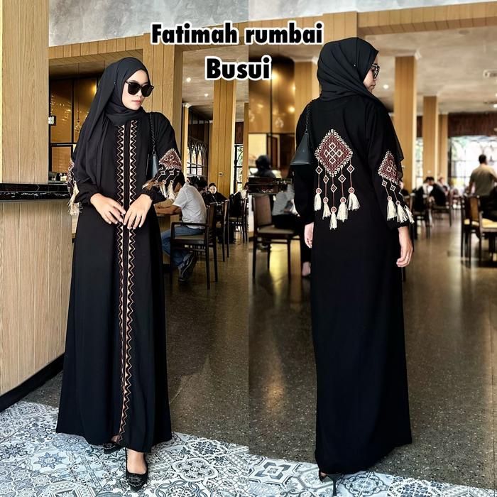 abaya gamis arab hitam polos syari dubai turkey FATIMAH RUMBAI BUSUI