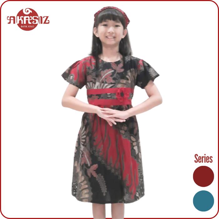 Vivo Keris - Dress Batik Anak Perempuan Merah Usia 1-15th
