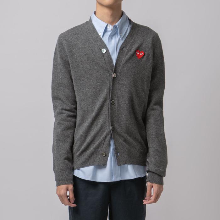 Comme Des Garcons Red Heart Logo Cardigan