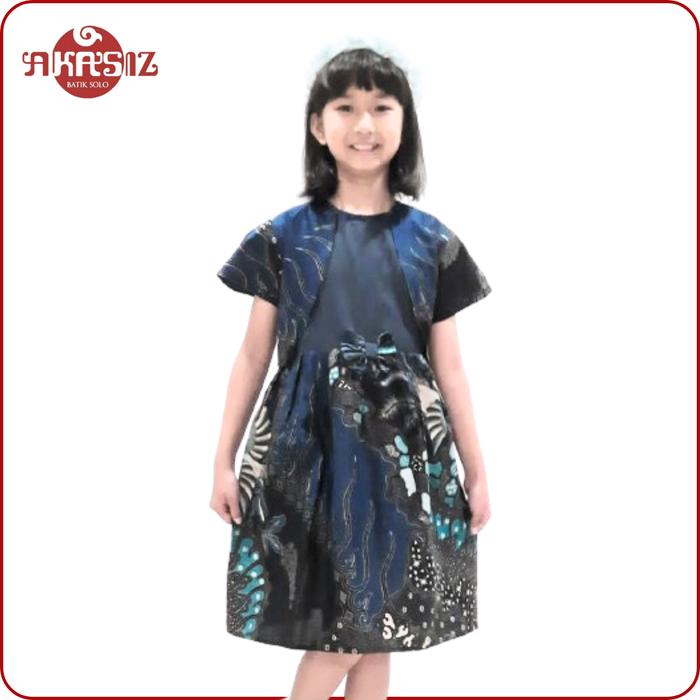Nagita Keris Biru - Dress Batik Anak Perempuan Merah Usia 1-15th
