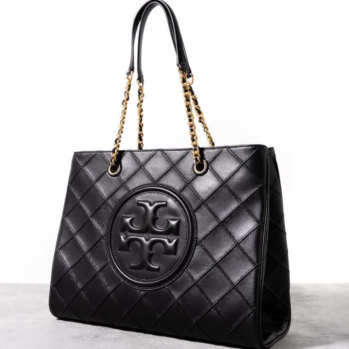 TORY BURCH Fleming soft chain tote bag leather Black