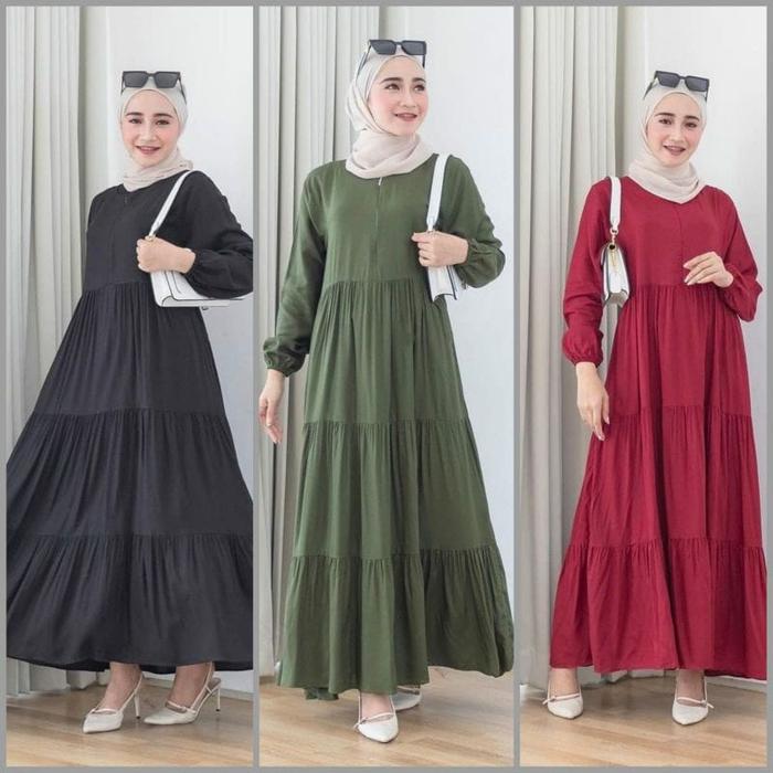 Gamis Polos Rempel Susun Busui Size Remaja - Dewasa - NNC