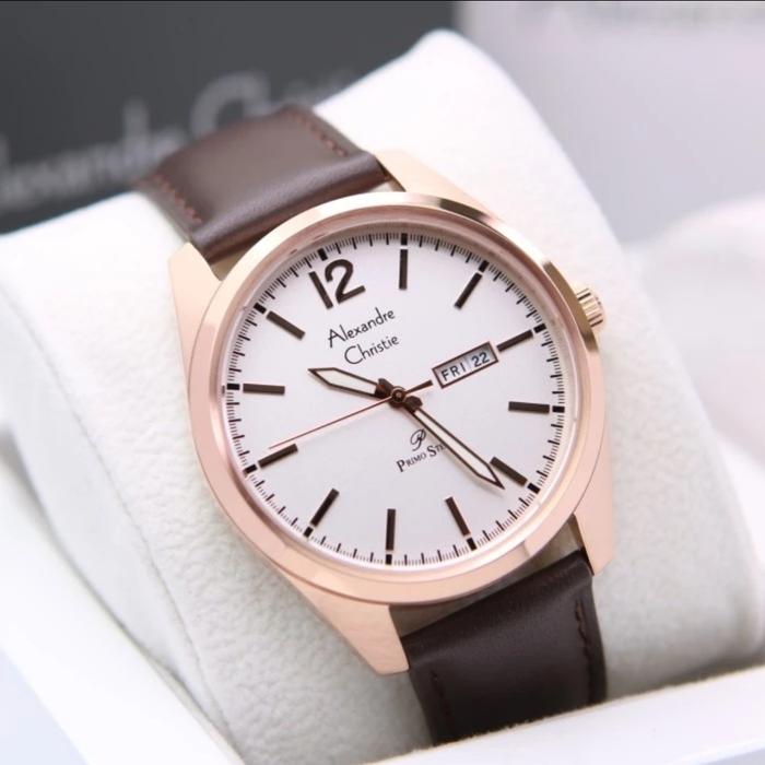 jam tangan pria original ALEXANDRE CHRISTIE AC1012ME LEATHER