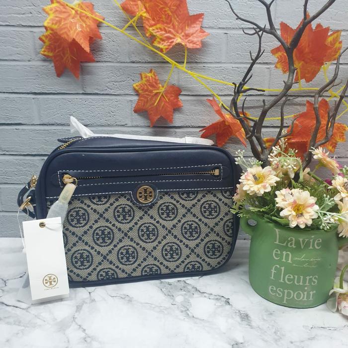 Tb T Monogram jacquard Camera Bag Tory Navy