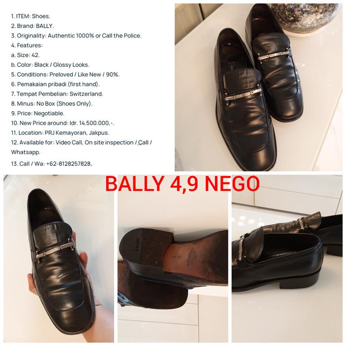 SHS04-PRELOVED-BALLY MEN SHOES PANTOFEL 1000% AUTHENTIC LIKE NEW NEGO.