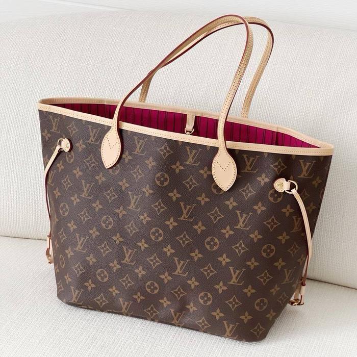 Louis Vuitton LV Neverfull MM Tote Monogram Fuschia Pivoine Pink