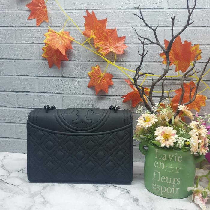 TB Fleming Matte Small Convertible Shoulder Bag Black