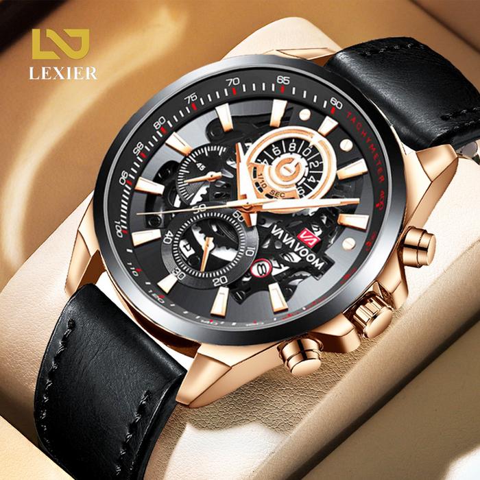 LEXIER Jam Tangan Pria New Model Terbaru  Tahan Air Kedalaman 30M Rantai Padat Stainless Steel Anti 