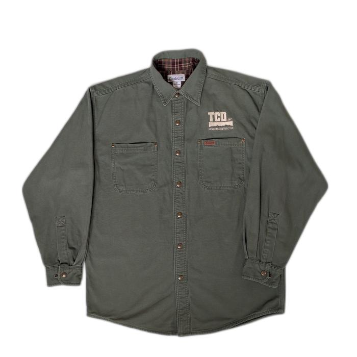 Carhartt S96MOS Flannel Lined Weathered Canvas Shirt Jacket LOGO Size