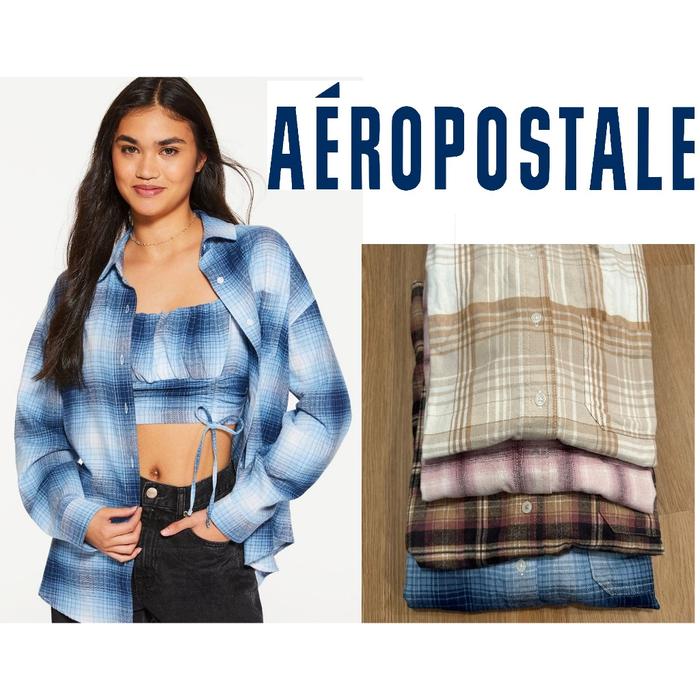 AEROPOSTALE Oversized Kemeja Flanel Long Sleeve Plaid Flannel Oversize