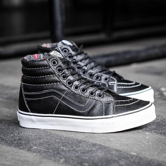 Original Vans Sk8 Hi Leather Black White