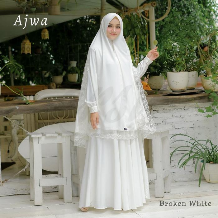 Gamis Syari Set Khimar Umroh Hitam Putih Uniquely Ori. Baju Muslim