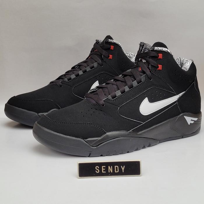 Nike Flight Lite Mid DQ7687-003 Original 100% Ori Black White Varsity Red Hitam Sepatu Basket Sneake