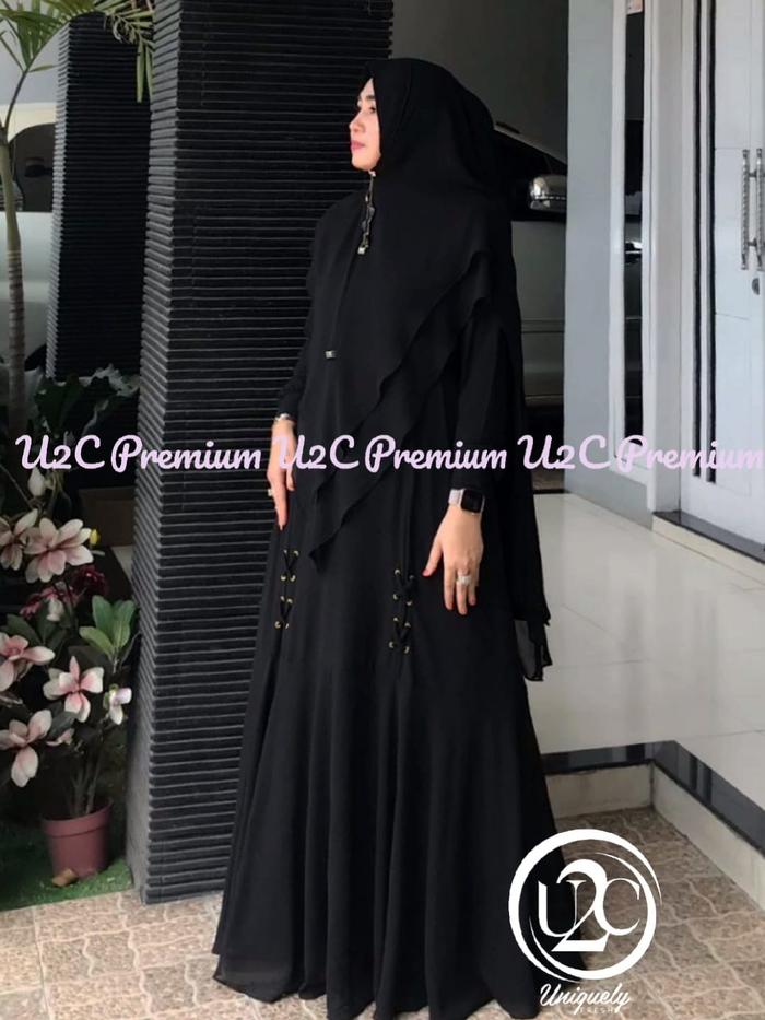 Gamis Syari Set Khimar Umrah Haji Uniquely Ori. Baju Muslim Ramadhan