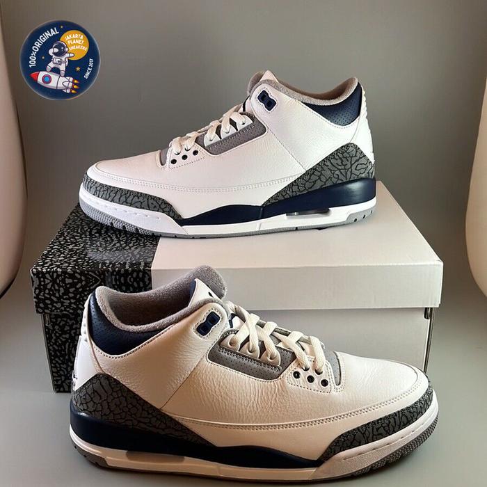 Nike Air Jordan 3 Retro "White/Midnight Navy/CementGrey" Original BNIB