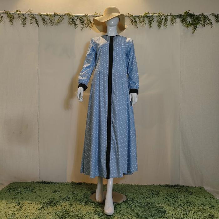 Gamis katun Jepang motif polkadot