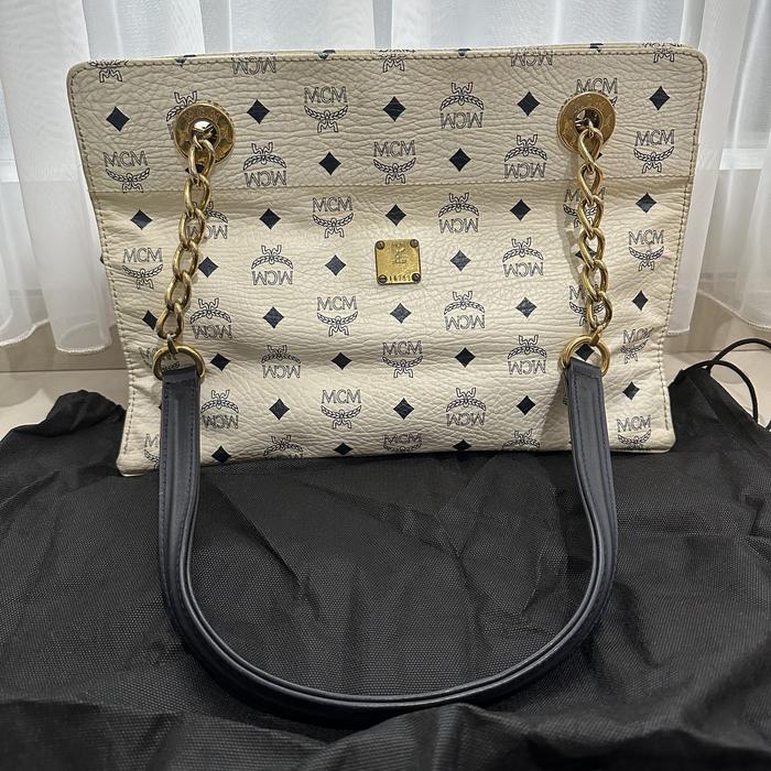 Mcm Visetos Coated Canvas Chain Tote Bag