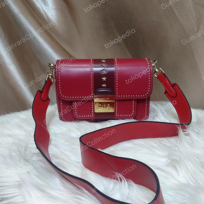 mk sloan merah kulit seken sling bag preloved