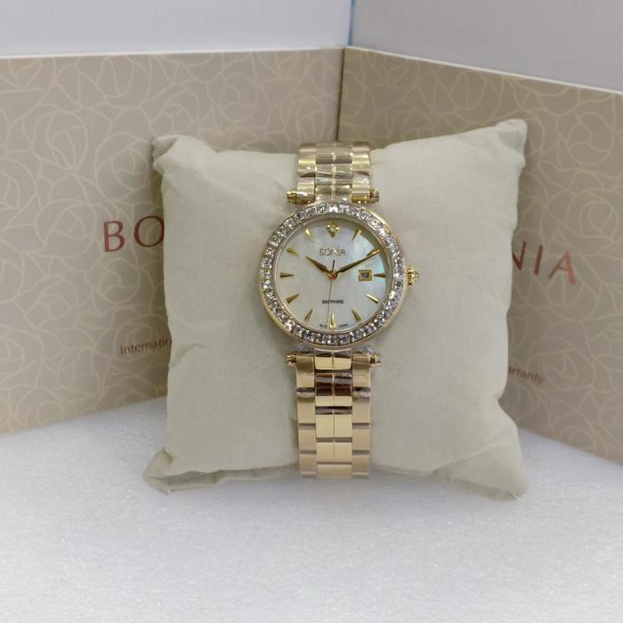 JAM TANGAN WANITA BONIA BNB10084-2222S GOLD SAPPHIRE SWAROVSKY ORIGINA