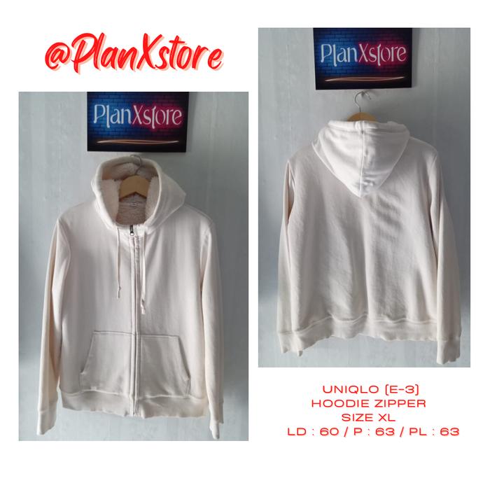 UNIQLO HOODIE SHERPA (E-3) SIZE XL WARNA ABU MUDA PRELOVED TERJANGKAU