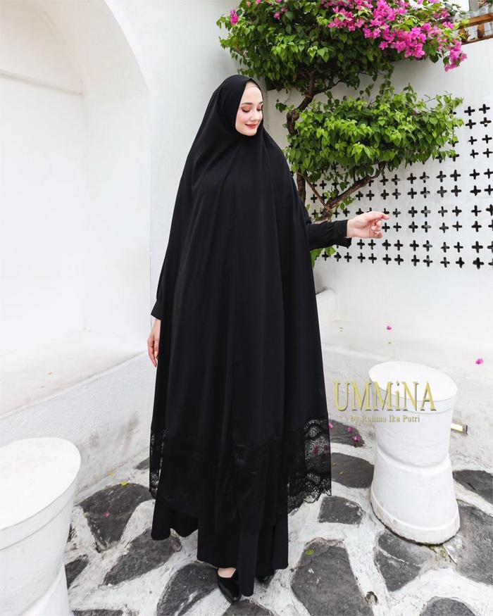 Gamis Syari Set Khimar Umroh Haji Ramadhan Ummina Ori. Abaya Set. Kado