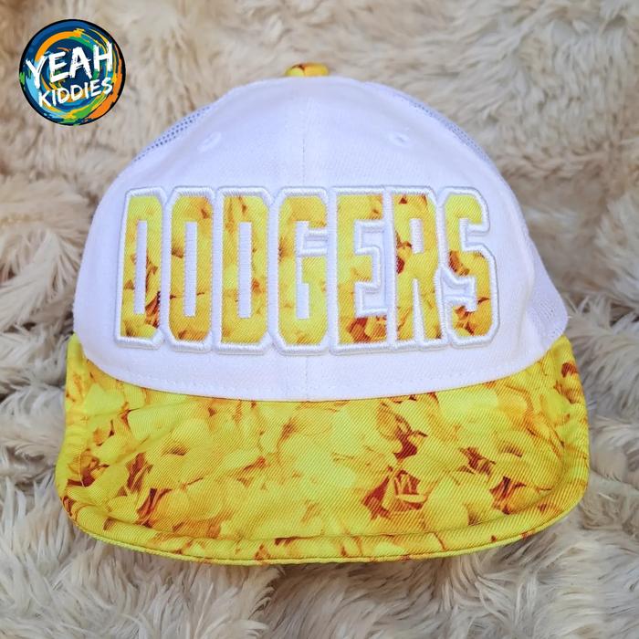 TOPI MLB DOOGERS KIDS ANAK CEWEK PEREMPUAN SIZE 1 2 TAHUN PUTIH KUNING