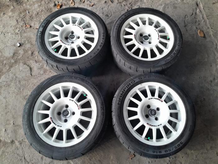 VELG ENKEI TARMAC R16 LEBAR 7 4X100 ET 38 +BAN SEMI SLICK 205 50