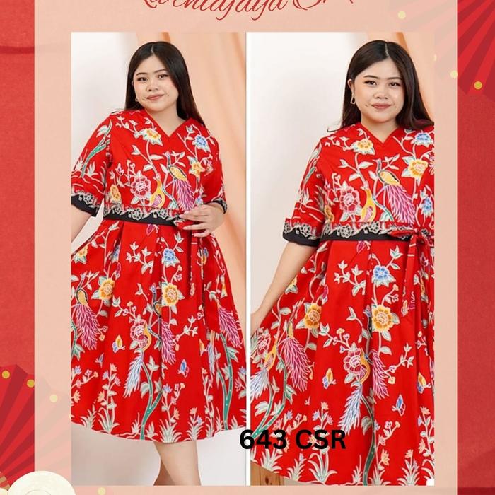 dress batik super jumbo/dress batik imlek/baju imlek jumbo/batik imlek
