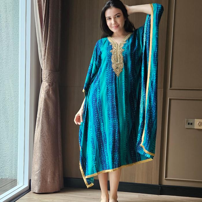Kaftan Tunik Rayon Dgn piyatte di bagian dada/Kaftan India
