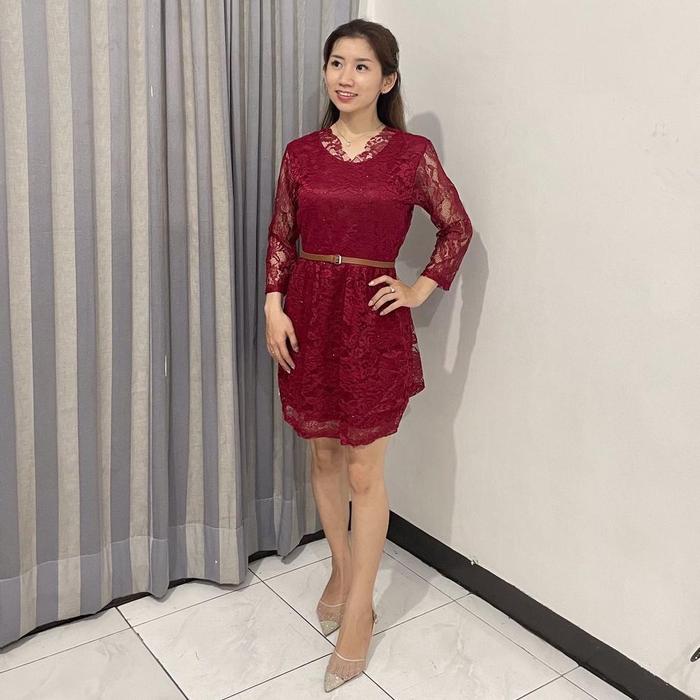 (REALPICT) DRESS BRUKAT SHABBY / DRESS PESTA ACARA NATAL WANITA /