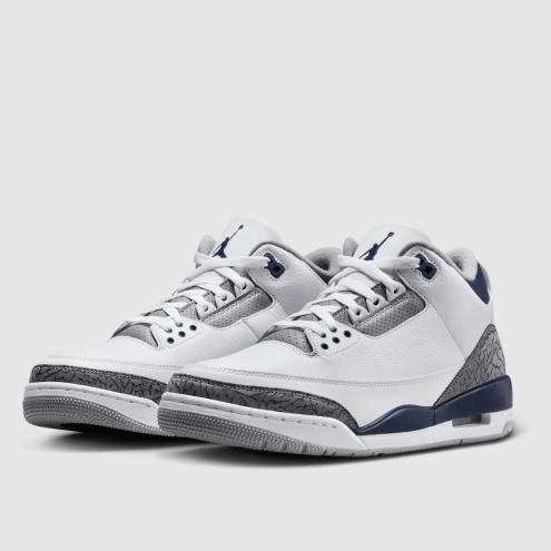 NIKE MEN'S SHOES - NIKE AIR JORDAN 3 RETRO-WHITE/MIDNIGHT NAVY-CEMENT