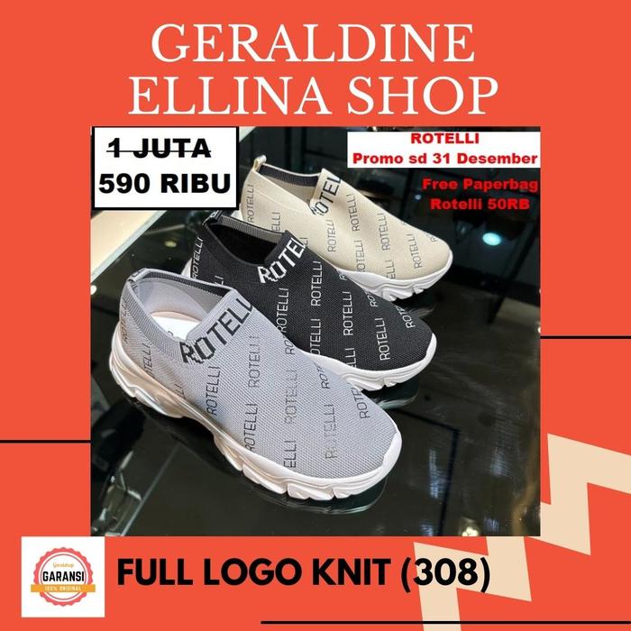 SEPATU SNEAKERS WANITA ROTELLI ORIGINAL SERI FULL LOGO KNIT