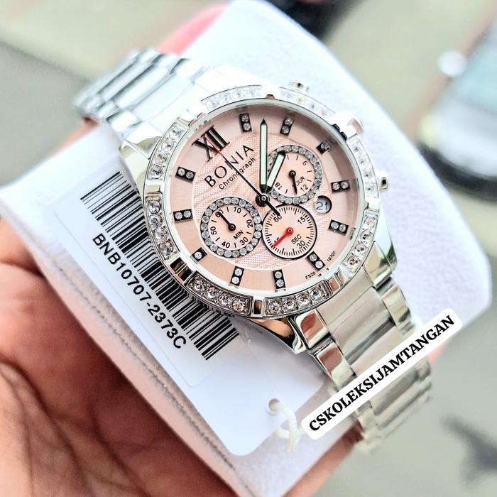 JAM TANGAN WANITA BONIA BNB10707-2373C SILVER PINK CHRONOGRAPH ORIGINA