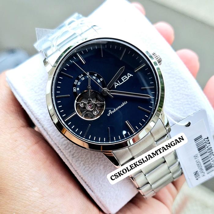 JAM TANGAN PRIA ALBA A9A005X1 A9A005 AUTOMATIC SILVER BLUE ORIGINAL