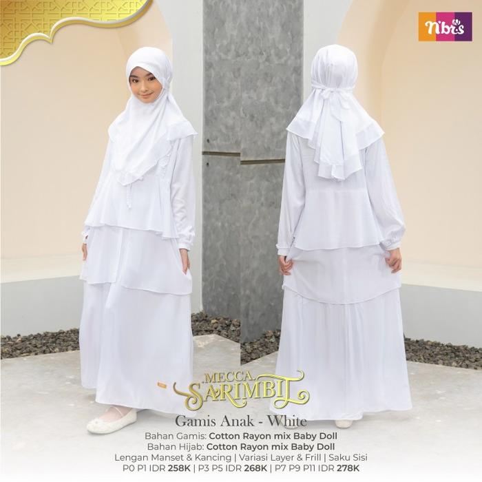 SALE DISKON NIBRAS MECCA GAMIS PUTIH ANAK SET JILBAB ORIGINAL PROMO MURAH