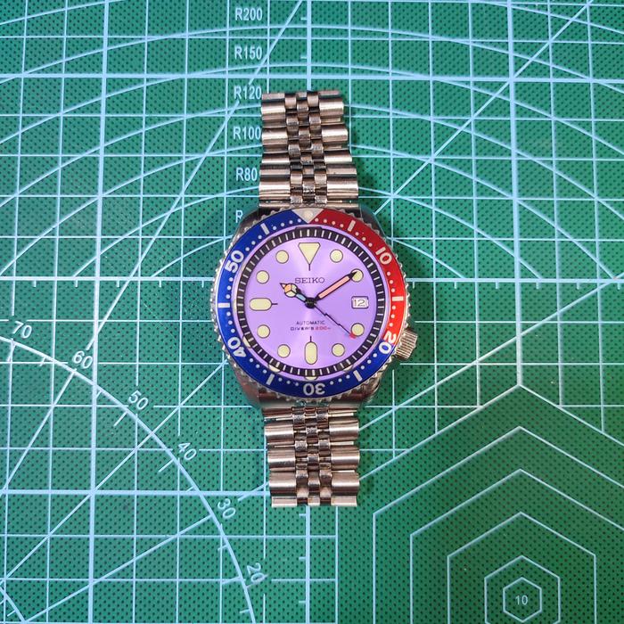Seiko SKX009K2 MOD Vintage Purple Diver Automatic NH36 Rantai Julibee