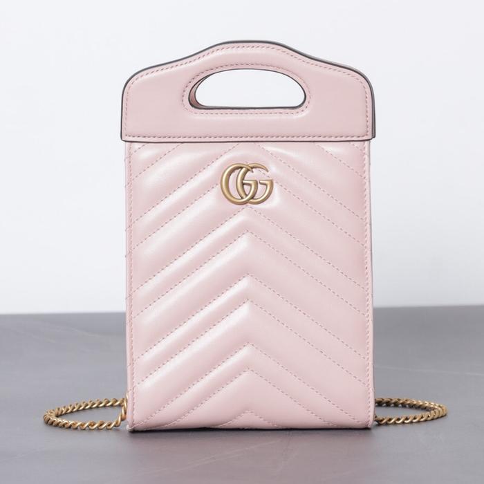 GUCCI Mini GG Marmont Top Handle Square Bag in Light Pink