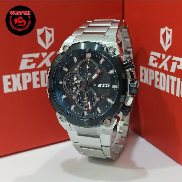 Jam Tangan Expedition Pria Original E6841 Silver Black