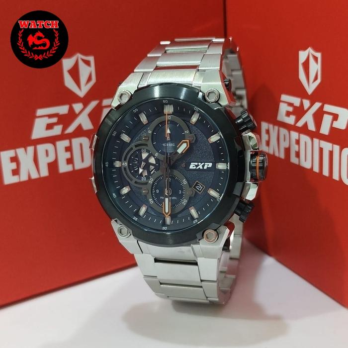 Jam Tangan Expedition Pria Original E6841 Silver Black List Orange