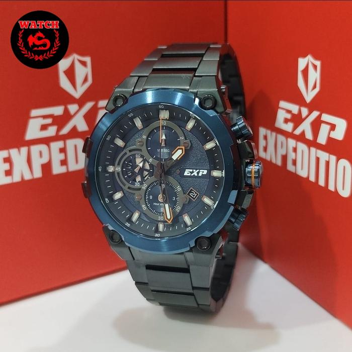 Jam Tangan Expedition Pria Original E6841 Black List Blue