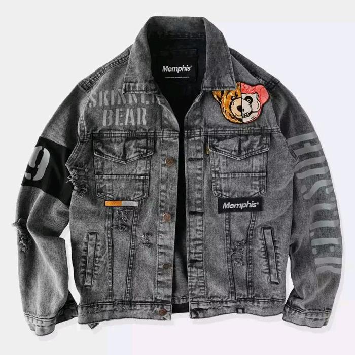 Memphisorigins Skinnedbear Grey Denim Edition Original Jaket Denim
